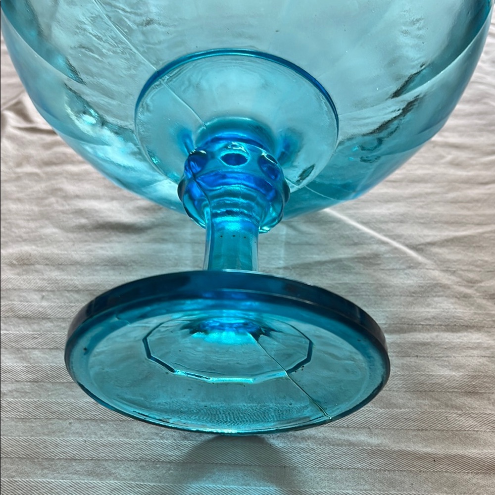 Indiana Glass Blue Pedestal Bowl - Picture 3 of 4